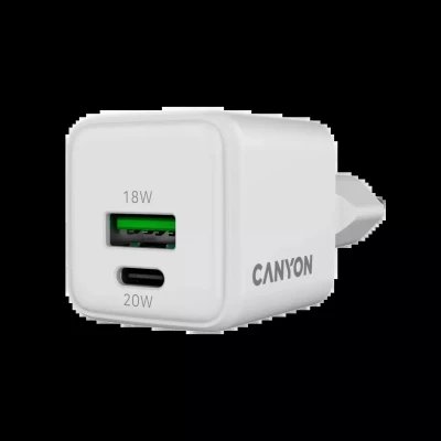 Зарядний пристрій Canyon CU20AC GaN 20 W 1xPD 1xQC EU White (CNS-CUW20AC) - Фото