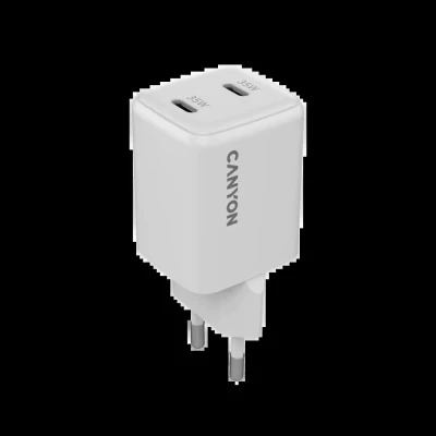 Зарядний пристрій Canyon CU35CC GaN 35 W 2xPD EU White (CNS-CUW35CC) - Фото