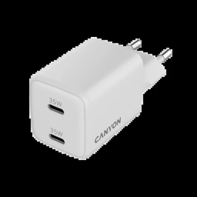 Зарядний пристрій Canyon CU35CC GaN 35 W 2xPD EU White (CNS-CUW35CC) - Фото