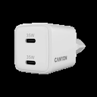 Зарядний пристрій Canyon CU35CC GaN 35 W 2xPD EU White (CNS-CUW35CC) - Фото