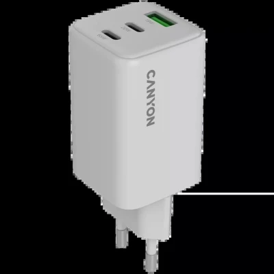 Зарядний пристрій Canyon CU65ACC GaN 65 W 2xPD 1xQC EU White (CNS-CUW65ACC) - Фото