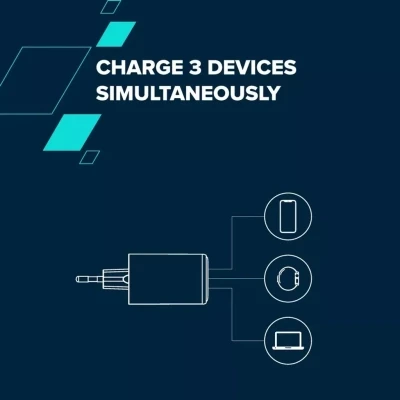 Зарядний пристрій Canyon CU65ACC GaN 65 W 2xPD 1xQC EU White (CNS-CUW65ACC) - Фото