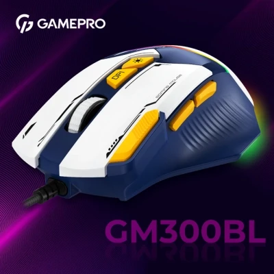 Мишка GamePro GM300BL USB Blue/White (GM300BL) - Фото