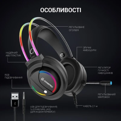 Навушники GamePro HS733 Black (HS733) - Фото