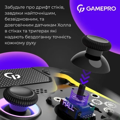 Геймпад GamePro GPS13B BT 5.3/USB/PC/iOS/Android/PS3/PS4 RGB Black (GPS13B) - Фото