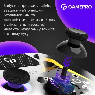 Геймпад GamePro GPS13W BT 5.3/USB/PC/iOS/Android/PS3/PS4 RGB White (GPS13W) - Фото