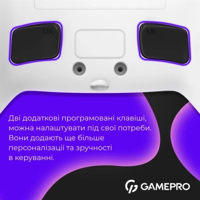 Геймпад GamePro GPS13W BT 5.3/USB/PC/iOS/Android/PS3/PS4 RGB White (GPS13W) - Фото