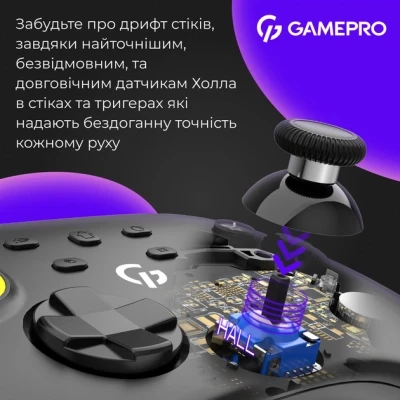Геймпад GamePro GPX13B 2.4G/BT 5.1/USB/PC/iOS/Android RGB Black (GPX13B) - Фото