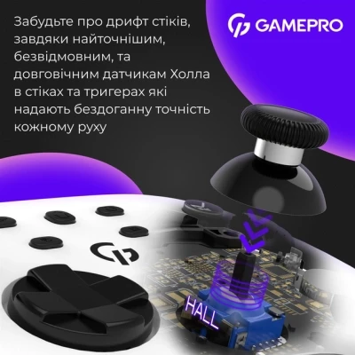 Геймпад GamePro GPX13W 2.4G/BT 5.1/USB/PC/iOS/Android RGB White (GPX13W) - Фото