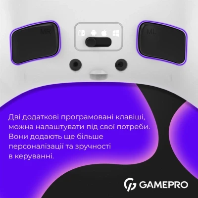 Геймпад GamePro GPX13W 2.4G/BT 5.1/USB/PC/iOS/Android RGB White (GPX13W) - Фото
