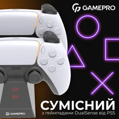 Зарядное устройство GamePro CHS420B Для геймпадів DualSense PS5 Black (CHS420B) - Фото