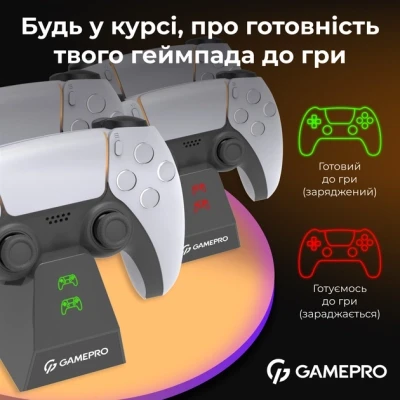 Зарядное устройство GamePro CHS420B Для геймпадів DualSense PS5 Black (CHS420B) - Фото