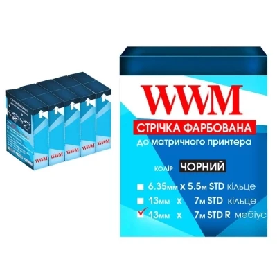 Лента к принтерам 13мм х 7м (прав) Black*5шт WWM (R13.7SR5) Лента к принтерам 13мм х 7м (прав) Black*5шт WWM (R13.7SR5)