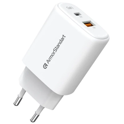Зарядное устройство Armorstandart 1xUSB-C + 1xUSB 20W GaN white (ARM89531) Зарядное устройство Armorstandart 1xUSB-C + 1xUSB 20W GaN white (ARM89531)