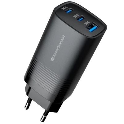 Зарядное устройство Armorstandart 2xUSB-C + 1xUSB 67W GaN black (ARM88384)